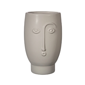 Matte grey Face vase