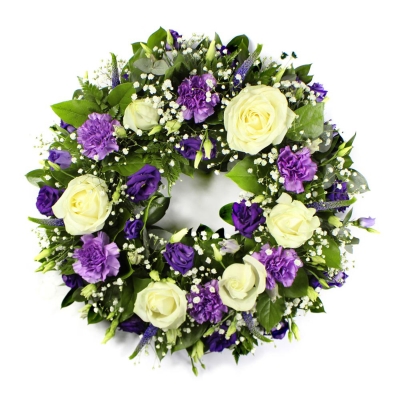 Purple and White Open Wreath