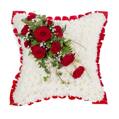 White and Red Based Pillow